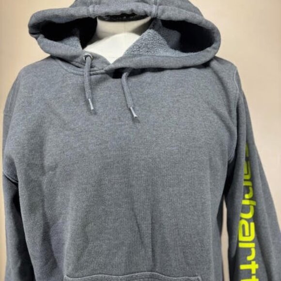 Carhartt Men’s MD Hoodie Sweatshirt Gray Green Logo Original Fit - Picture 2 of 4